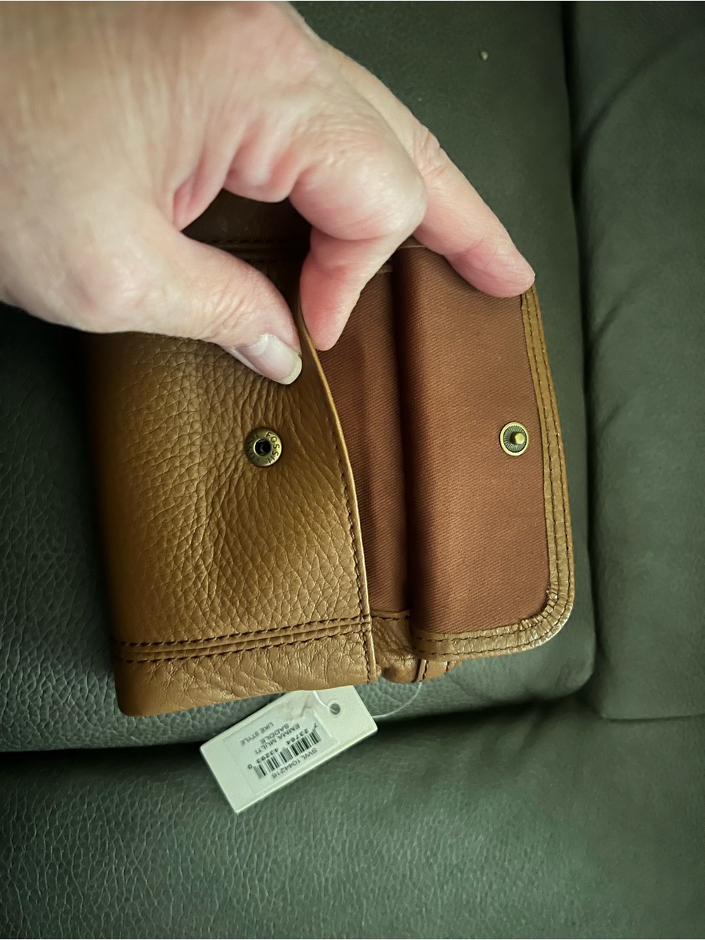 Fossil Brown Pebbled Leather Zip & Snap Wallet - Picture 6 of 7